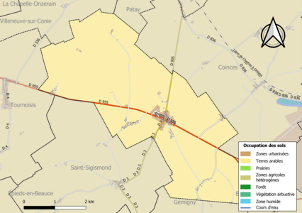 Carte des infrastructures et de l'occupation des sols de la commune en 2018 (CLC).