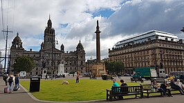 Het gemeentehuis City Chambers aan het plein George Square in Glasgow