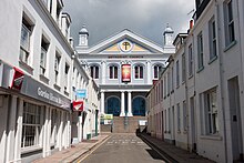 Wesley's legacy remains in Jersey today. The Methodist Centre in St Helier in 2012. Halkett place jersey.JPG