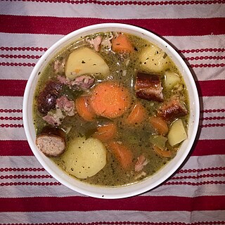 <span class="mw-page-title-main">Coddle</span> Irish stew with no fixed recipe, built around boiled sausages