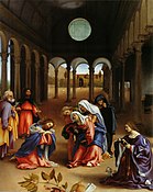 Jésus saluant Marie de Lorenzo Lotto, aujourd’hui à la GemäldeGalerie de Berlin.