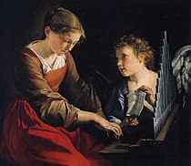 奧拉齊奧·真蒂萊斯基與乔瓦尼·兰弗兰科的《聖則濟利亞與一位天使》（Santa Cecilia con un angelo），87.5 × 108cm，約作於1617－1618年或1621－1627年，來自山繆·亨利·卡瑞斯的收藏。[38]
