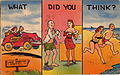 probably 1950s postcard, Humorous postcards of the United States