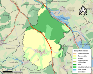 Carte en couleurs présentant l'occupation des sols.