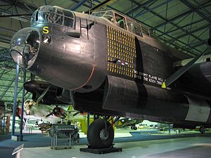 Avro Lancaster R5868 in the Bomber Hall of the RAF Museum London Avro-lancaster-front.jpg