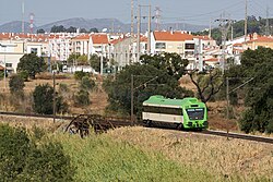 Diesel unit of the Beira Baixa rail line at Entroncamento