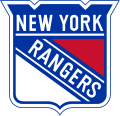 Logo en forme d'écu avec les mots New York inscrit en haut et Rangers en travers