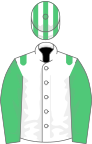 White, emerald green epaulets and sleeves, emerald green and white striped cap