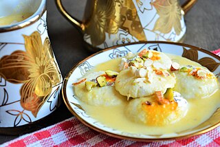 <span class="mw-page-title-main">Ras malai</span> Dessert from Bengal