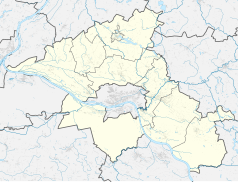 Mapa konturowa powiatu toruńskiego, u góry znajduje się punkt z opisem „Konkatedra Świętej Trójcy w Chełmży”