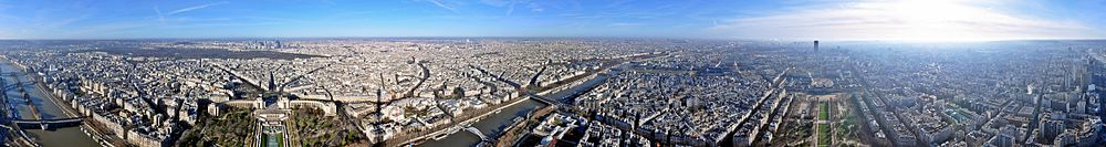 Panoramo de 360 gradoj el la pinto de Eiffel-Turo