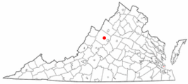 Locatie van Staunton in Virginia