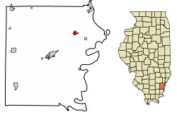 Location of Crossville in White County, Illinois.