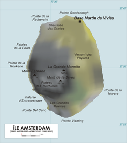 Kart som viser Île Amsterdam.