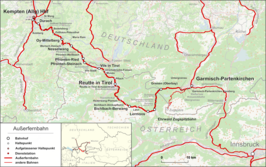 Spoorlijn Garmisch-Partenkirchen - Kempten op de kaart