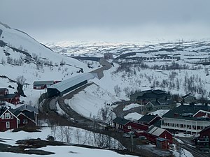 Riksgränsen station med snögalleri