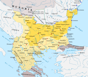 Map of the Bulgarian Empire under Ivan Asen II