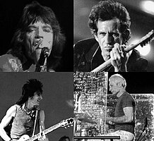 Mick Jagger (atas kiri), Keith Richards (atas kanan), Ronnie Wood (bawah kiri), Charlie Watts (bawah kanan)