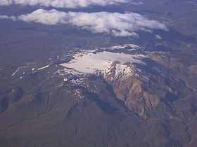 Vue aérienne du Tindfjöll et du Tindfjallajökull en août 2006.