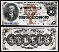 $10 Silver Certificate, Series 1880, Fr.287, depicting Robert Morris