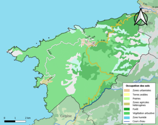 Carte en couleurs présentant l'occupation des sols.