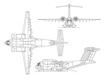 Orthographically projected diagram of the YC-14