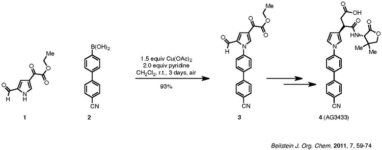 Reaction example of Chan–Lam coupling