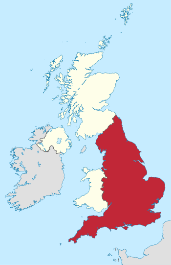 Lage Englands innerhalb des Vereinigten Königreichs
