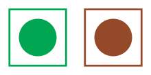 Green and red squares with circles in the middle of them