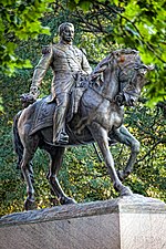 Bronze statue of a man on a horse