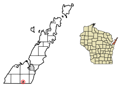 Location of Forestville in Door County, Wisconsin.