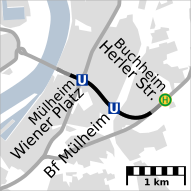 Map of the Mülheim tunnel