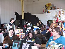 A craft fair at a Ladyfest Ladyfest craft fair.jpg