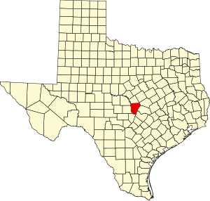 Map of Texas highlighting Burnet County