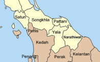 The involved provinces and surrounding area of Thailand and Malaysia