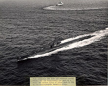 USS Baya shown during her Naval Electronics Laboratory (NEL) duties. The vessel in the upper part of the photo is the NEL oceanographic research ship USS Rexburg. USS Baya NEL.jpg