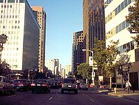 High-rise building line Wilshire Boulevard through the Westwood area