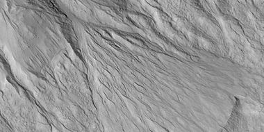 Close view of gully apron, as seen by HiRISE under HiWish program. Note this is an enlargement of the previous image.