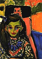 Fränzi zizelkatutako aulki baten aurrean (1910), Ernst Ludwig Kirchner egilearen lana, Thyssen-Bornemisza Museoa, Madril.