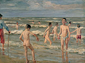 Max Liebermann, 'Badande unggutar', 1900.