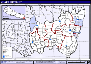 Map of the village development committees in Jhapa District