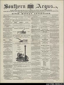 Front cover of the Southern Argus, 29 September 1866 Southern Argus.jpg