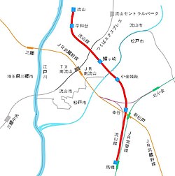 流山線の路線図