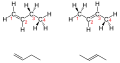 de: Struktur von 1-Buten und 2-Buten; en: Structure of but-1-ene and (trans)-but-2-ene