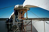 The station's roof dome arch is formed on July 25, 2000.