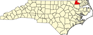 Map of North Carolina highlighting Hertford County