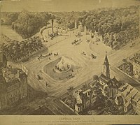 1863 design showing a proposed fountain (before the plaza was extended south to 58th Street).