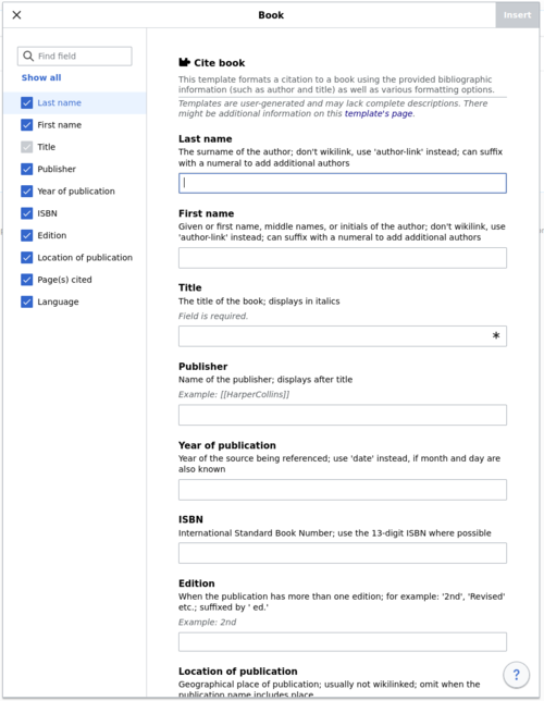 Using a standard citation template for a new footnote