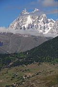 Twin-peaked Ushba in Georgia