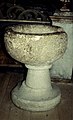 Ytterlännäs Old Church, baptismal font from Gotland, 14th century